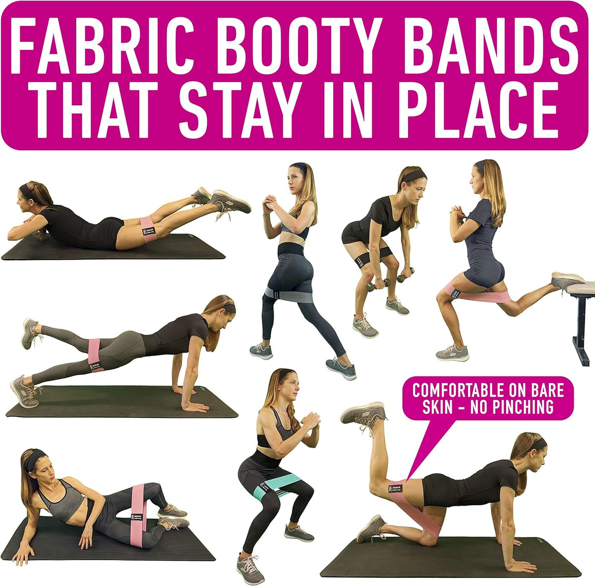Resistance Bands - Fabric Elastic Workout Bands Set for Legs, Glutes & Thighs | 4 Booty Bands Guide