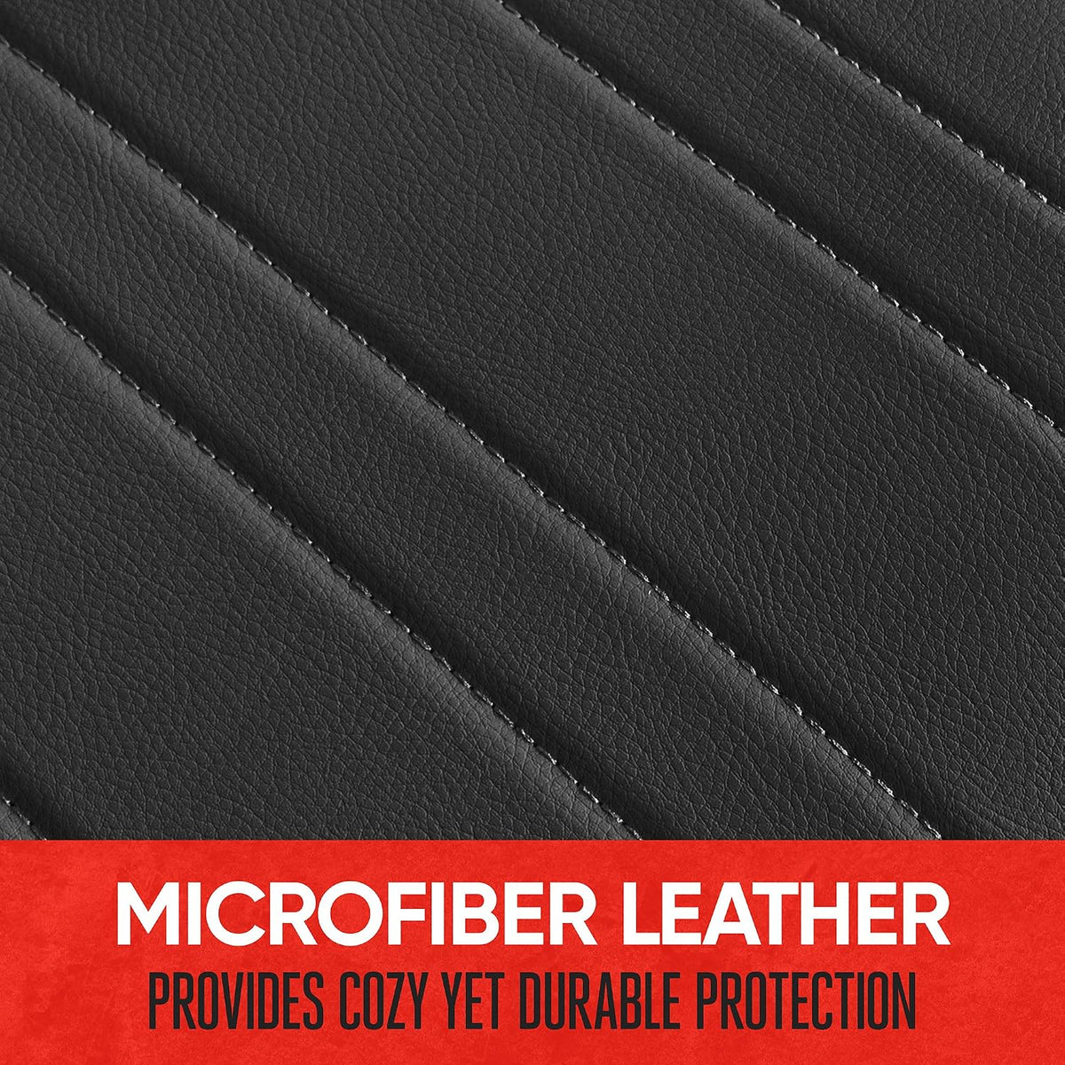 Motor Trend Black Faux Leather Car Seat Cover for Front Seats, 1-Piece Padded Car Seat Protector with Storage Pockets, Premium Interior Cover for Cars Truck SUV Auto