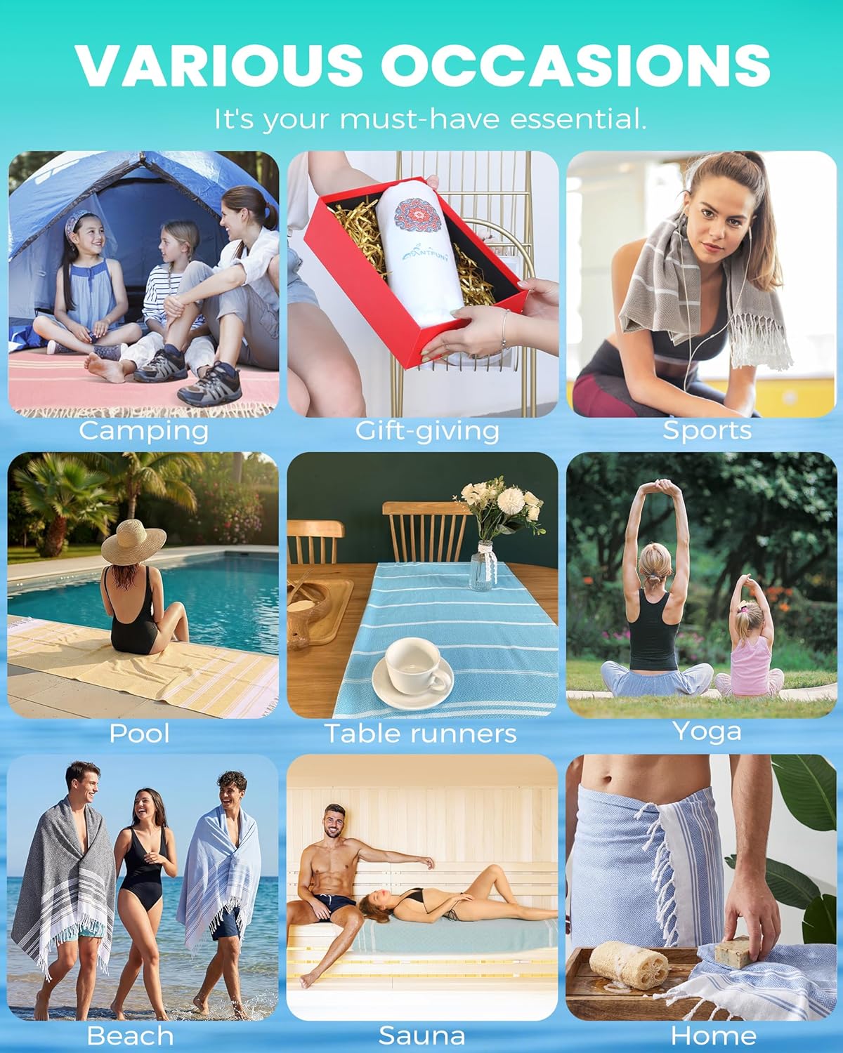 Turkish Beach Towel - Quick Dry & Sand Free | Perfect Gift for Dad, Husband & Grandpa