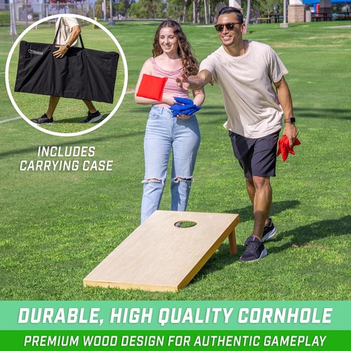 GoSports Solid Wood Premium Cornhole Sets - Choose 4' x 2' or 3' x 2' Boards | Includes 8 Toss Bags