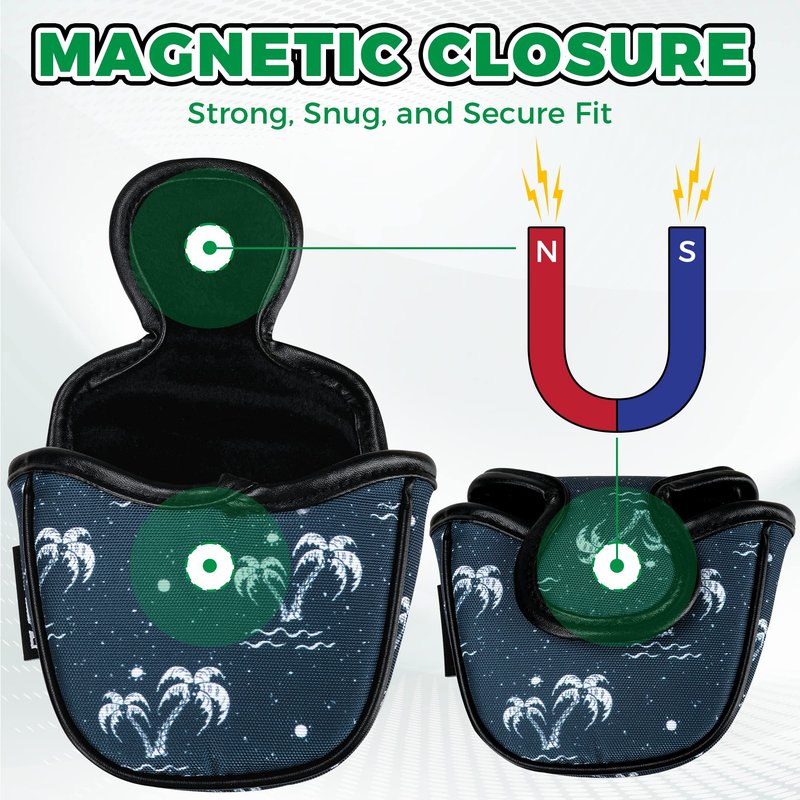 VIXYN Mallet Putter Cover - Cool Mallet Putter Headcover - Magnetic Fleeced Lined Head Covers to Protect Your Golf Clubs (Flamin (Palm Springs)