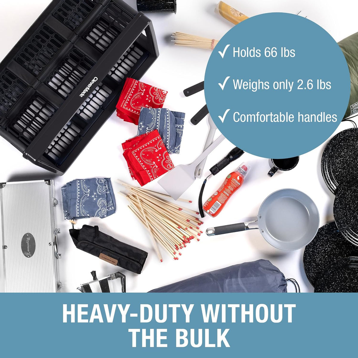 CleverMade Collapsible Utility Crate (Recycled) - 45L - Obsidian (3PK)