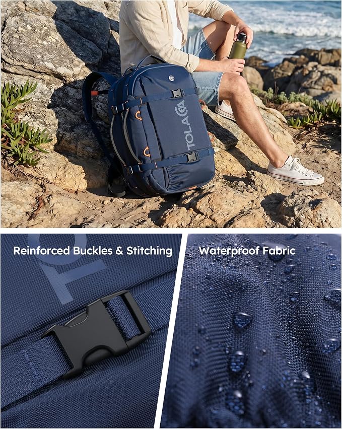 Tolaccea Travel Backpack for Men Women, 40L-50L Carry On Backpack