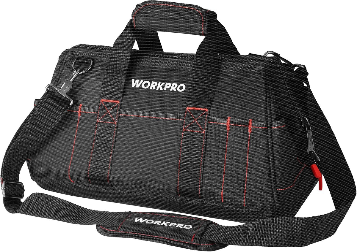 WORKPRO 16-inch Close Top Wide Mouth Tool Storage Bag with Water Proof Rubber Base, W081022A, 16"
