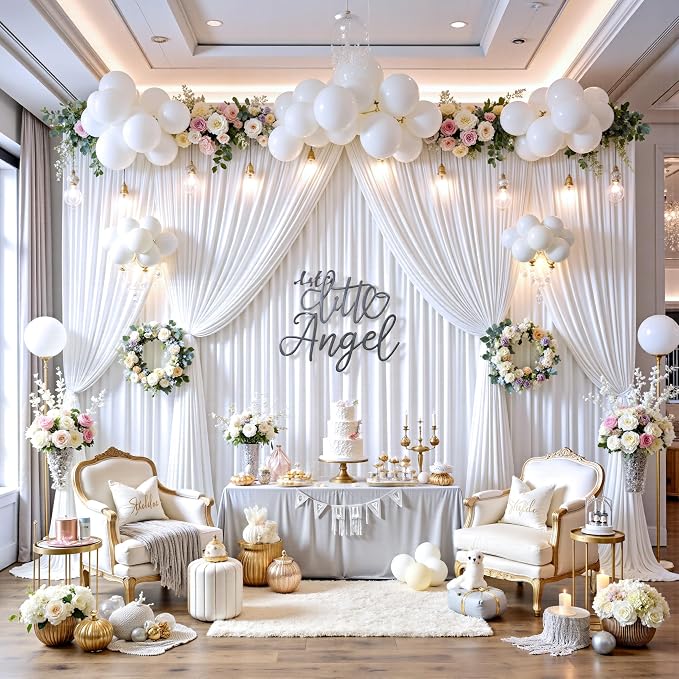 12ft x 10ft White Backdrop Curtains