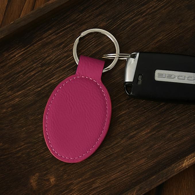 LaserGram Oval Keychain, Golfer Golfing, Personalized Engraving Included (Hot Pink)