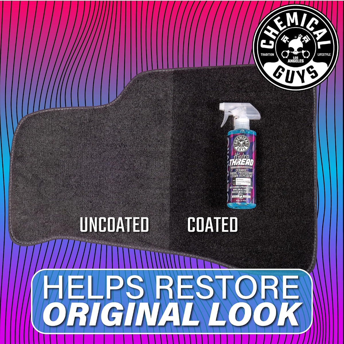 Chemical Guys CWS203DK Foaming Citrus Fabric Clean Carpet &amp; Upholstery Cleaning &amp; Protectant Bundle with HydroThread, Drill Brush and Spray Bottle (Car Carpets, Seats &amp; Floor Mats) 4 Items