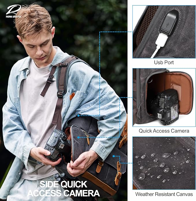 Padwa Lifestyle Gray Black Camera Backpack