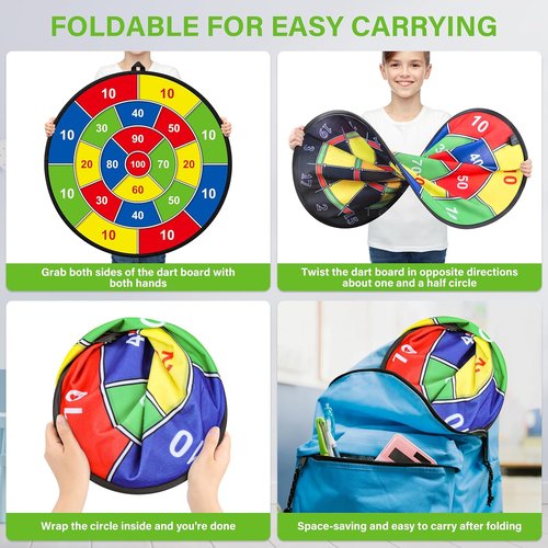 Large Dart Board - Double-Sided Fun for Kids | Indoor/Outdoor Game with Sticky Balls & Darts