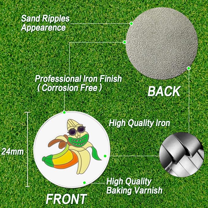 Amy Sport Golf Ball Markers Assorted Patterns Fits All Magnetic Golf Tools Value Set, Alloy Soft Enamel Technique Marker for Hat Clips Gloves Golf Divot Tools Marks
