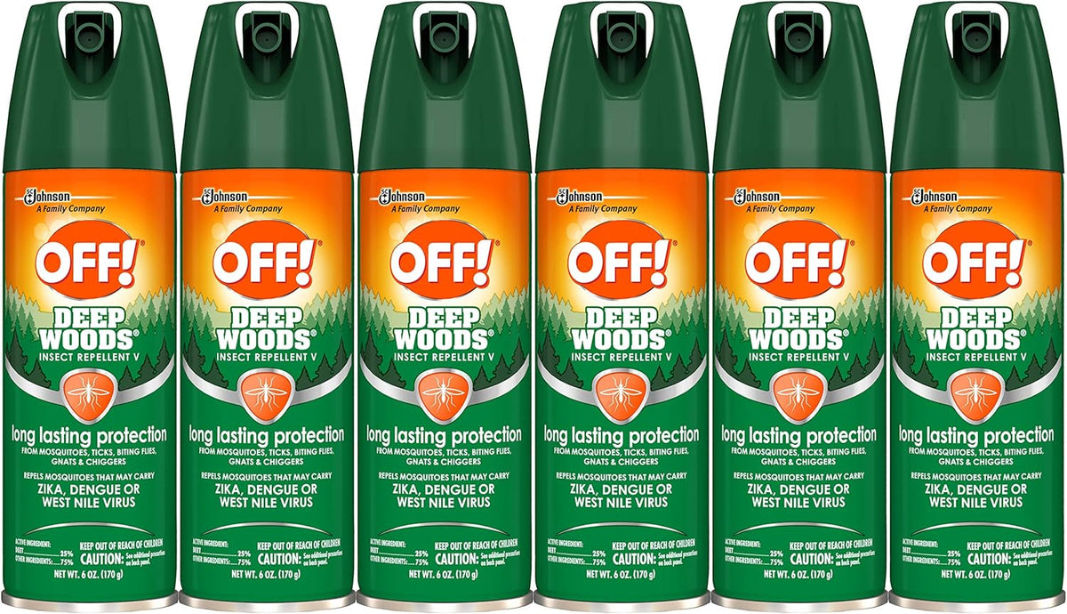 OFF! Deep Woods Insect Repellent - 25% DEET for 8 Hours of Mosquito & Tick Protection | 6 oz (Pack of 6)