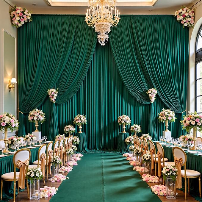 20ft x 15ft Hunter Green Backdrop Curtains