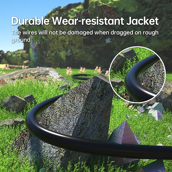 PlugSaf Black Outdoor Extension Cord 10 ft 16/3 Gauge Waterproof, Cold Weatherproof -58°F, Flame Retardant, Flexible 3 Prong Electric Cord for Lawn Office,13A 1625W 16AWG SJTW, ETL Listed