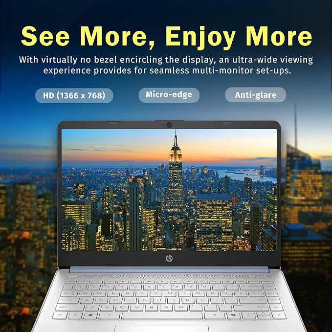 HP Stream 14" HD Laptop, Intel Processor N150, 16GB RAM, 128GB UFS, Intel Graphics, Copilot, Fast Charge, Wi-Fi 6, Win 11 S, Sky Blue (Renewed)