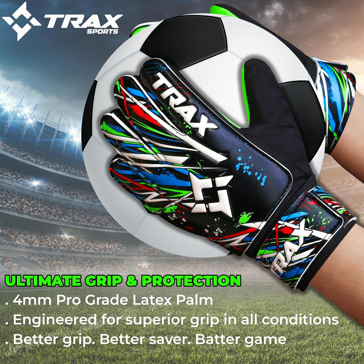 Skiennix Soccer Goalie Gloves - Youth & Adult Football Goalkeeper Gloves with 4mm Anti-Slip Latex Palm