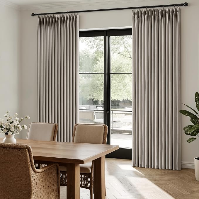 Memory Trained Pinch Pleated Curtains 90 Inches Long, Viral Linen Pinch Pleat