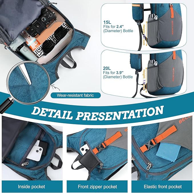 BECOJADDE 20L Small Hiking Backpack