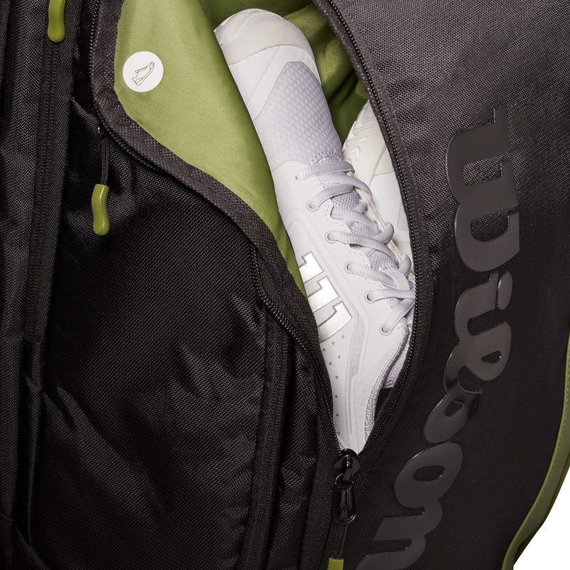 Wilson Blade V8 Super Tour Tennis Backpack - Green/Black, Holds up to 2 Rackets