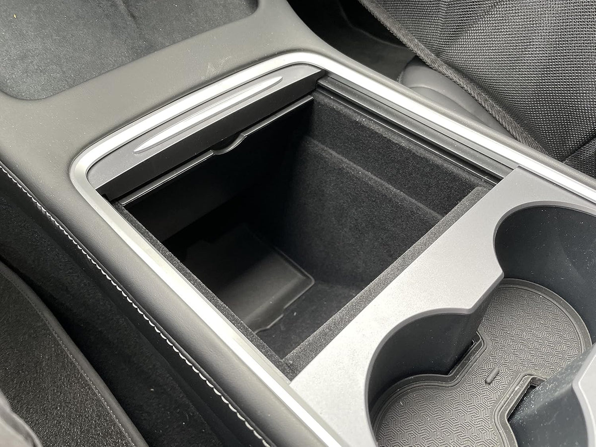 OzniumX Center Console Organizer Storage Box for 2021 Tesla Model 3, Black, Custom Upgrade Interior Accessory with Coin and Sunglass Holder, Armrest Box Secondary Storage