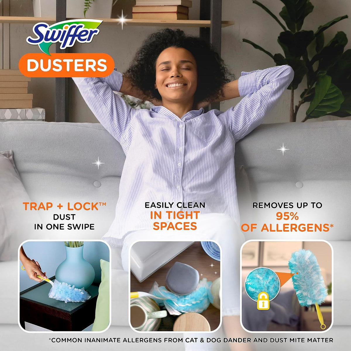 Swiffer Dusters Refill for Cleaning, Made by SWIFFER, Feather &amp; Microfiber Duster Disposable Alternative, for Dusting Furniture, Blinds, Ceiling Fans, Walls, Helps Remove Allergens, Unscented, 18ct