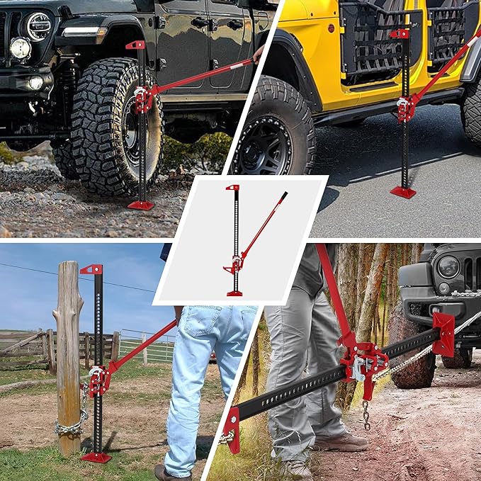 GarveeTech 48 in Farm Jack, 3 T Capacity Ratcheting Off Road, Utility Heavy-Duty F-arm J-ack for Tractor, Truck, SUV, Lift Height 5.12-41.14 in