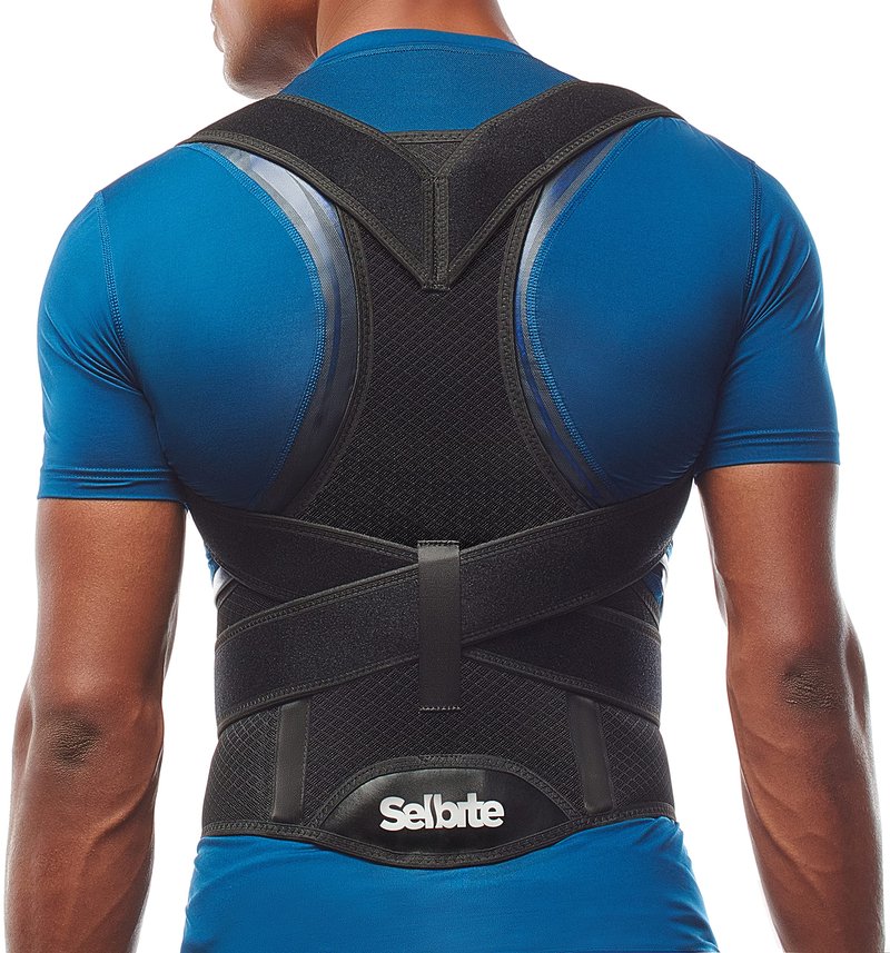 Selbite Posture Corrector for Men and Women - Back Brace for Upper and Lower Body Support - Adjustable Straightener with Pain Relief and Muscle Memory (Medium)