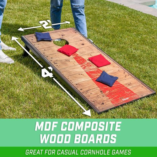 GoSports Portable Cornhole Set - Choose 4x2 Ft or 3x2 Ft | Includes 8 Bean Bags & Travel Case