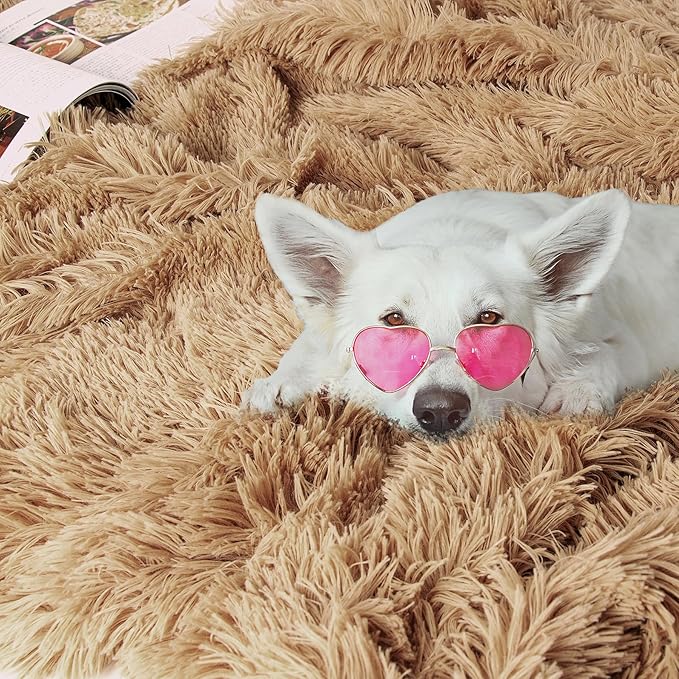 Tuddrom Decorative Extra Soft Faux Fur Blanket Twin Size, Solid Reversible