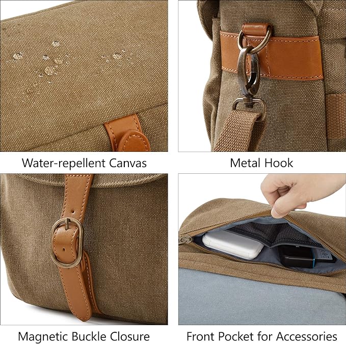 BAGSMART Camera Bag, SLR DSLR Canvas Crossbody Camera Case, Compact Camera