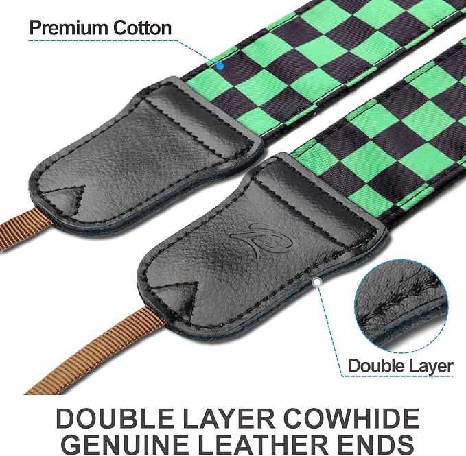 Padwa Lifestyle Green Black Plaid Camera Strap