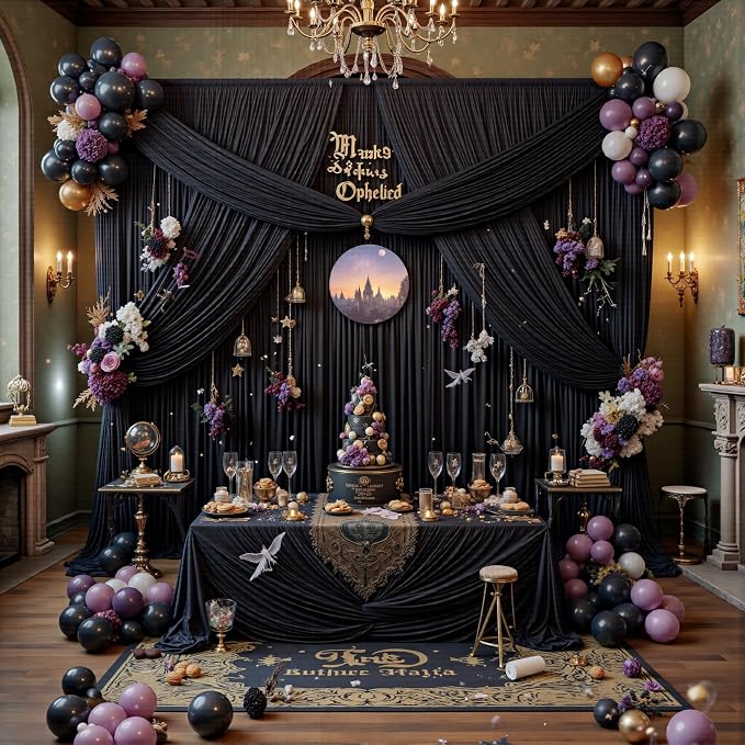 30ftx12ft Wrinkle Free Black Backdrop Curtains