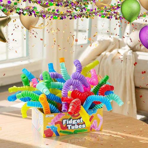 JOYIN 18 Pack Pop Tubes | Sensory Fidget Toys for Kids - 9 Vibrant Colors for Creative Learning & Fun