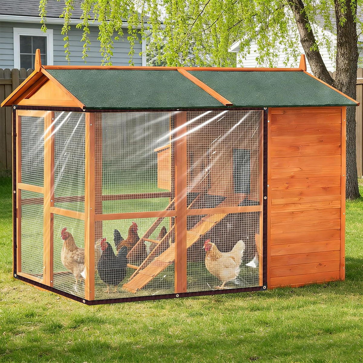 Clear Tarps 7x9ft, Waterproof Tarp Transparent with Grommets for Outdoors Anti-Tear for Chicken Coops Covering Firewood