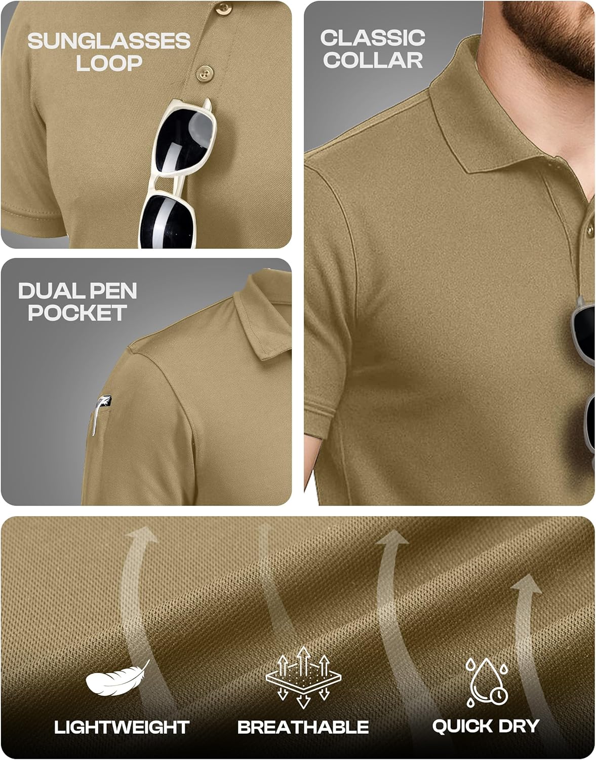 NY Threads Men's Polo Shirt - Quick Dry Tactical Jersey with UPF 50+ Protection | Short Sleeves