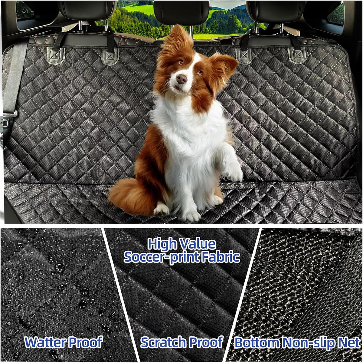 JSTHT Dog Car Seat Covers for Back Seat Waterproof Bench Seat Cover Protector Nonslip Durable Soft Pet Back Seat Covers for Car, Truck, & SUV (Black)
