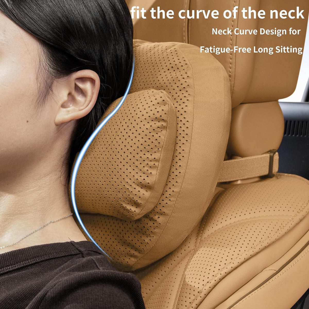 2 Pack Car Neck Pillow, Ergonomic Car Neck Support Pillow for Relieve Driving Fatigue, Universal Fit Cars SUVs Sedan Home Office (Light Brown)