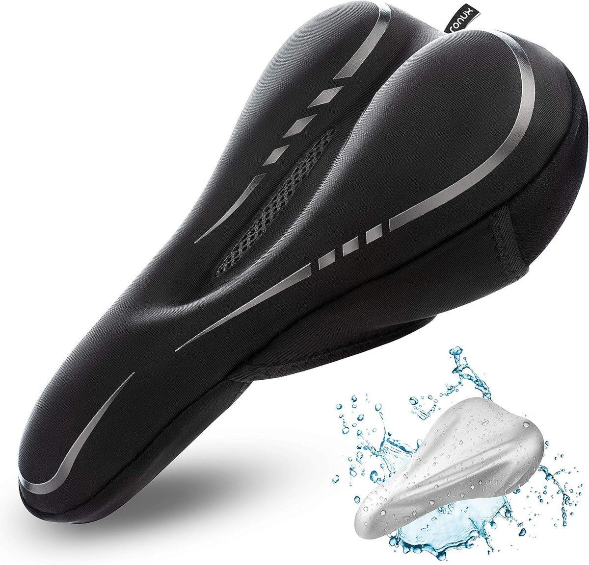 Skiennix Narrow Gel Bike Seat Cushion - Extra Soft Memory Foam & Gel Cover for All Bikes - Unisex