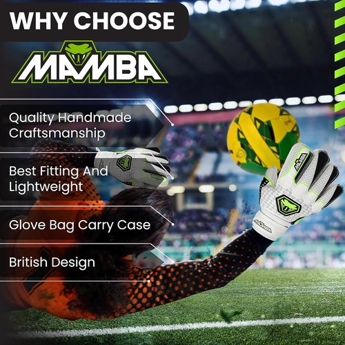 MAMBA Reflex Goalkeeper Gloves - Quality Latex Palm & Back Hand | Removable Finger Spine Protection | Youth/Adult Sizes