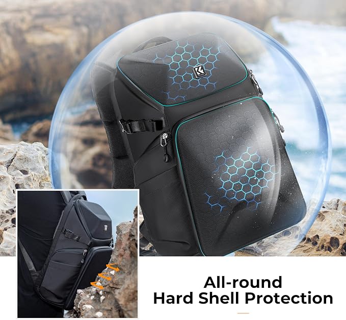 K&F CONCEPT Camera Backpack Hard Shell 20L Photography Camera Bag Hardshell Case
