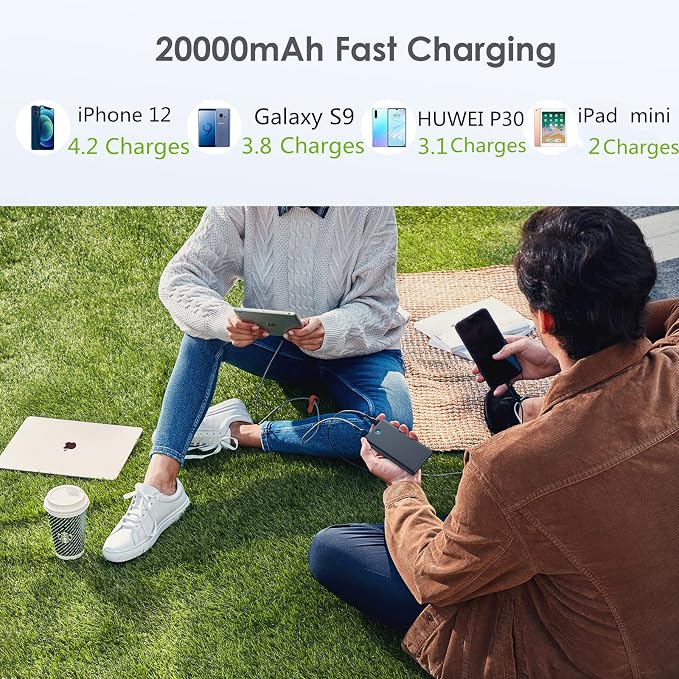 [2-Pack] Portable Charger Power Bank 20000mAh,Ultra Slim Fast Charging Battery Pack with Dual USB Outputs,Travel Essential Portable Phone Charger for iPhone 17/16/15/14/13/12/X,Galaxy S24-Red+Blue