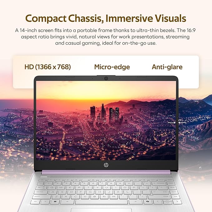 HP Stream 14" HD Laptop with AI Copilot for Student & Business, Intel Processor N150, 4GB RAM, 1.12TB Storage (128GB UFS + 1TB Docking Station), 1 Year Office 365, Wi-Fi 6, Win 11, Lavender Purple