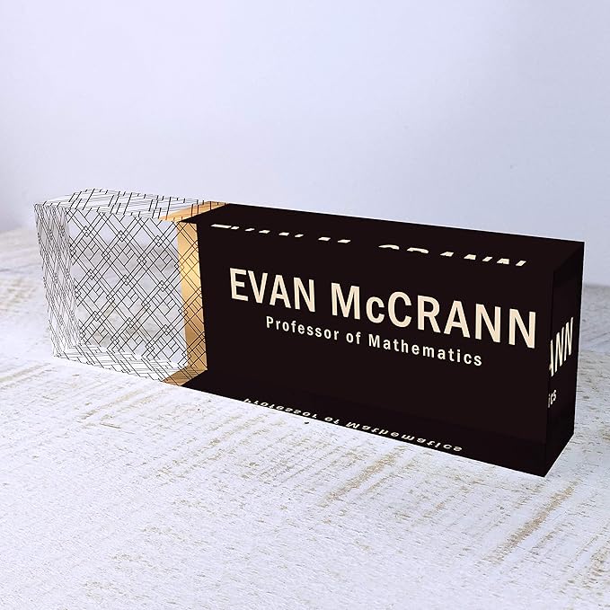 Artblox Personalized Name Plate for Desk | Net Design On Clear Acrylic Glass | Custom Plaque Desk Name Plate Personalized Your Name and Credentials Office Office Sign Engraved Plaque