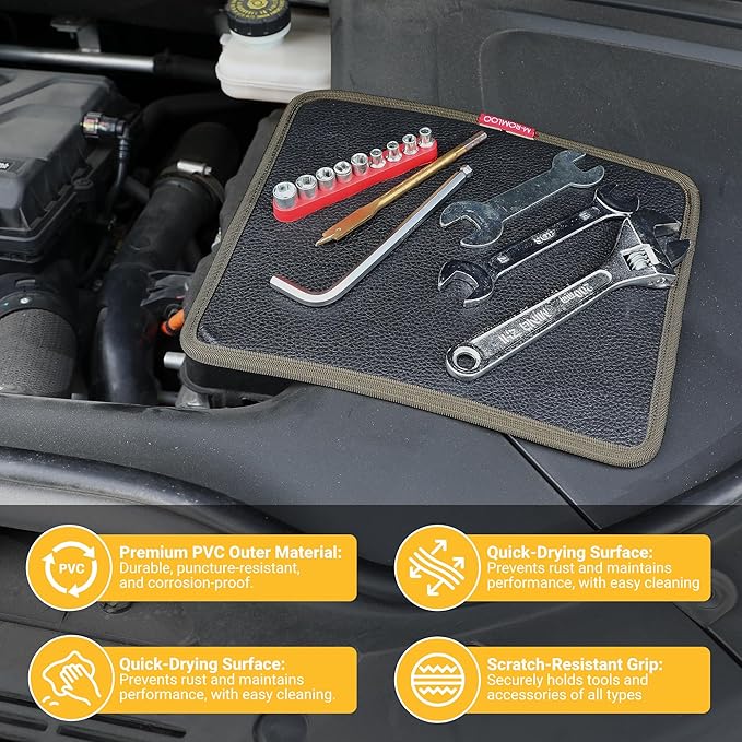 Magnetic Tool Mat Set, Mechanic's Magnetic Tray, Screw Mat & Garage Accessory （Medium）