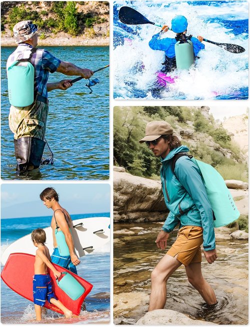 HEETA Waterproof Dry Bag - Lightweight Roll Top Storage Backpack with Emergency Whistle | 5L/10L/20L/30L/40L