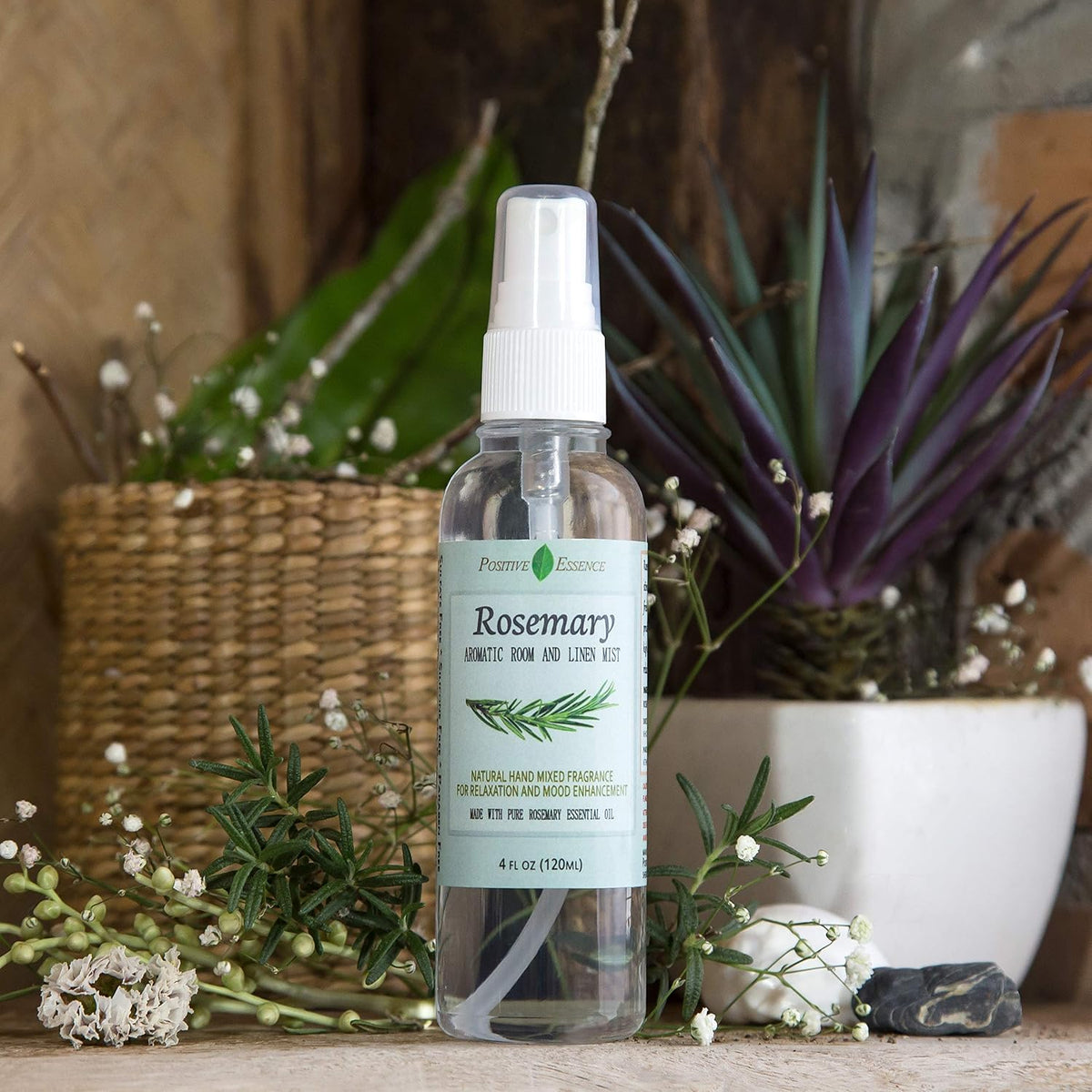 Rosemary Linen & Room Spray, Natural Aromatic Spray Made with 100% Pure Rosemary Essential Oil, Relaxing Home Fragrance (4.06 fl oz)