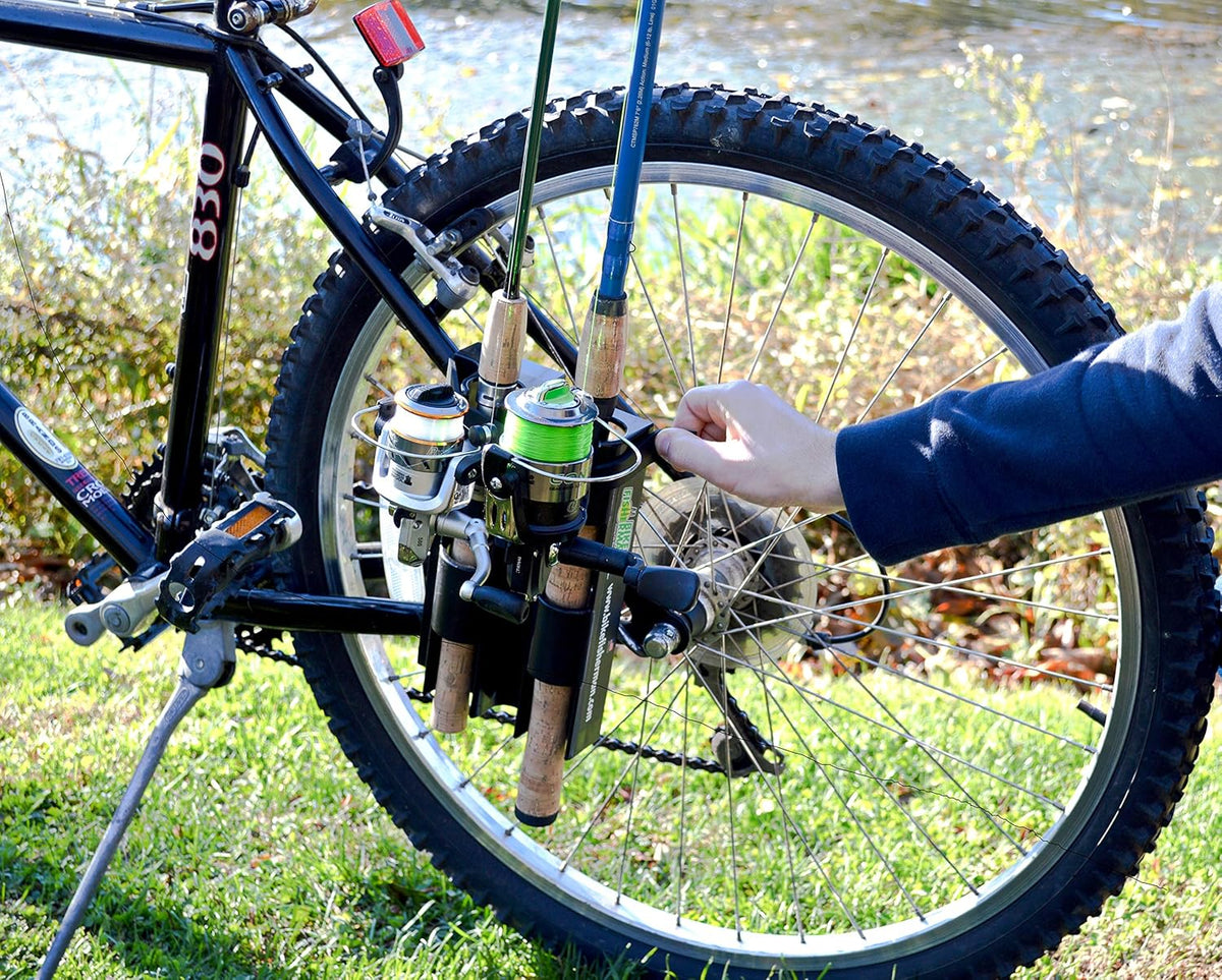 Skiennix Fishing Rod Holder - Easy Mounting Bike Accessory Secures 2 Rods | Durable Design