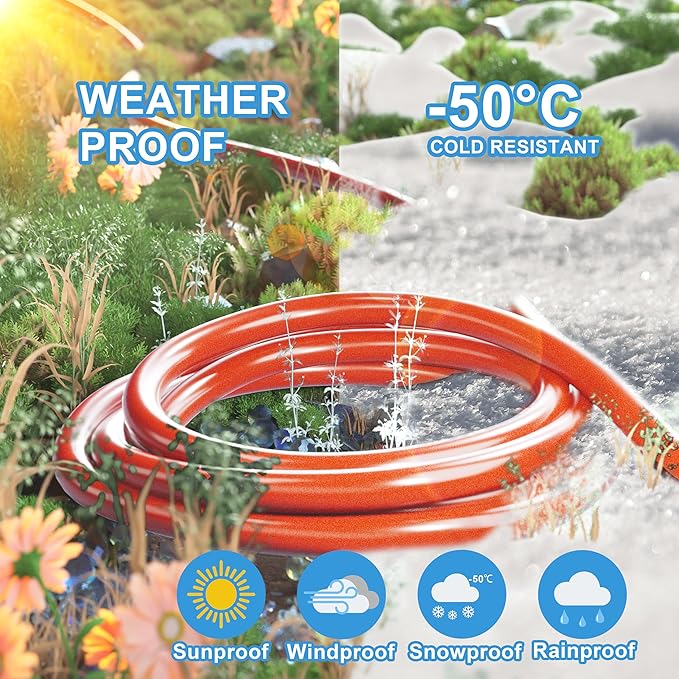 HUANCHAIN 12/3 Gauge Heavy Duty Outdoor Extension Cord 50 ft Waterproof with Lighted end, Flexible Cold-Resistant 3 Prong Electric Cord Outside, 15Amp 1875W 12AWG SJTW, Orange, ETL