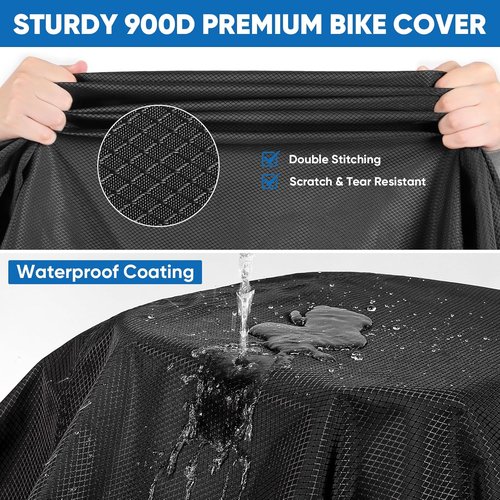 Bike Cover for 2 Bikes | 900D Heavy Duty Waterproof Outdoor Protection with Windproof Design