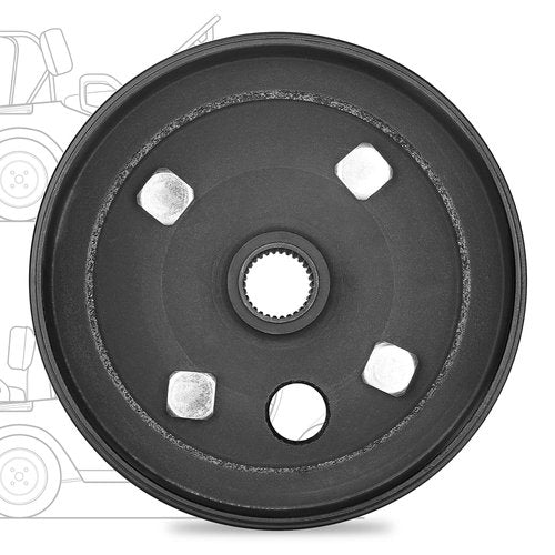 10L0L 21807G1 Golf Cart 1 Inch Large Hole 30 Teeth Spline Brake Drum Assembly for 4 Cycle Gas 1991-Up EZGO TXT, RXV, Marathon, Medalist, Columbia, OEM# 21807-G1, 41843-94 (2 Packs)