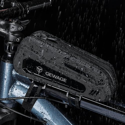 GEWAGE Bike Bag Bicycle Front Frame Bag Bike Phone Holder Bike Phone Bag Top Tube Bag Handlebar Bags Bike Accessories for Mountain Road Bike, Black